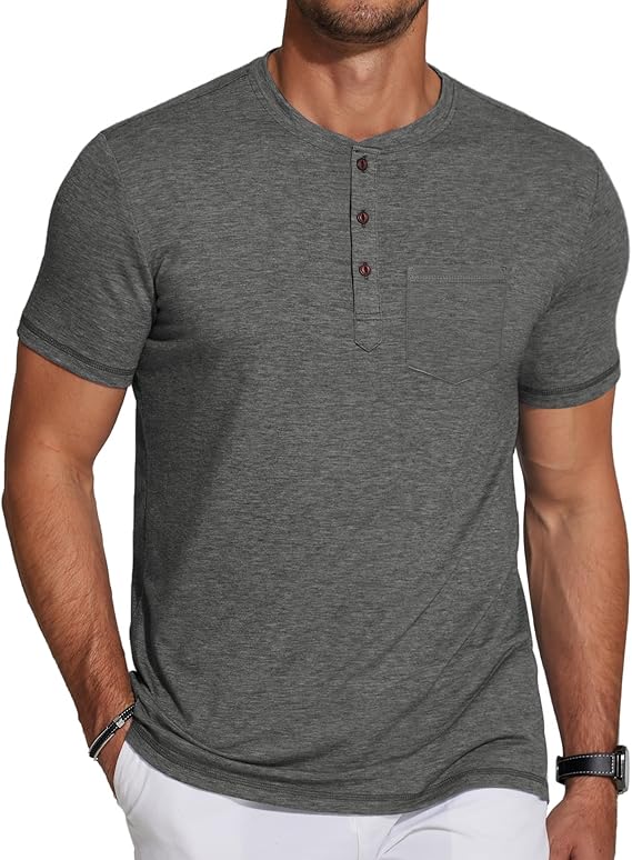COOFANDY Men's Short Sleeve Henley T-Shirt