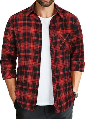 COOFANDY Men's Flannel Plaid Shirts Long Sleeve Button Down Shirts Casual Fall Shirt Jacket