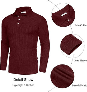 COOFANDY Men's Casual Polo Shirts Long Sleeve Textured Knit Tee Shirt Wrok Tshirts