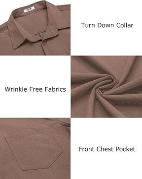 COOFANDY Men's Casual Button Down Shirts Long Sleeve Untucked Shirts Regular Fit Linen Shirt