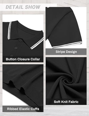 COOFANDY Men's Knit Polo Shirts Short Sleeve Casual Button Golf Polo Shirts Collared T Shirt