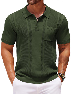 COOFANDY Knit Polo Shirts for Men Short Sleeve Textured Polo Shirt Slim Fit Summer Collared T Shirt with Pocket