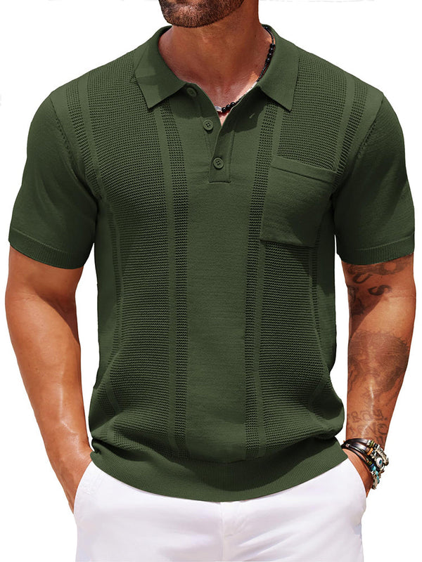 COOFANDY Knit Polo Shirts for Men Short Sleeve Textured Polo Shirt Slim Fit Summer Collared T Shirt with Pocket