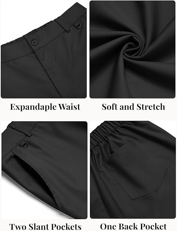 COOFANDY Mens Casual Chino Pants Classic Fit Stretch Wasit Trousers Business Casual Dress Pants