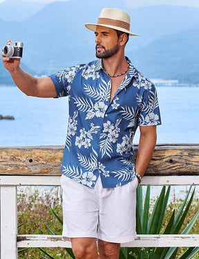 COOFANDY Mens Hawaiian Shirt Short Sleeve Button Down Floral Aloha Shirts Tropical Vacation Beach Shirts