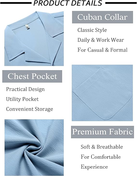 COOFANDY Men's Casual Button Down Shirts Short Sleeve Summer Beach Shirt Fashion Textured Shirts with Pocket