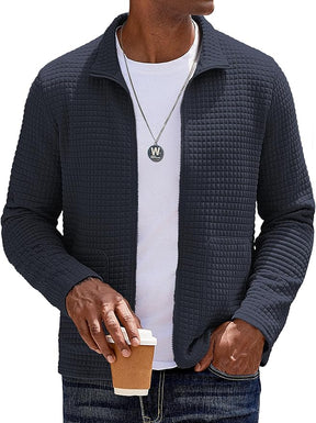 COOFANDY Men's Lightweight Varsity Jacket Casual Bomber Jackets Waffle Zip Up Coat with Pocket