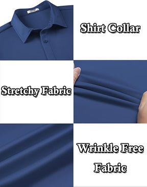 COOFANDY Men's Long Sleeve Wrinkle Free Shirts Button Down Casual Stretch Dress Shirt Royal Blue XL