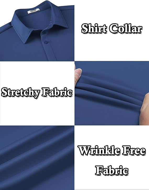 COOFANDY Men's Long Sleeve Wrinkle Free Shirts Button Down Casual Stretch Dress Shirt Royal Blue XL
