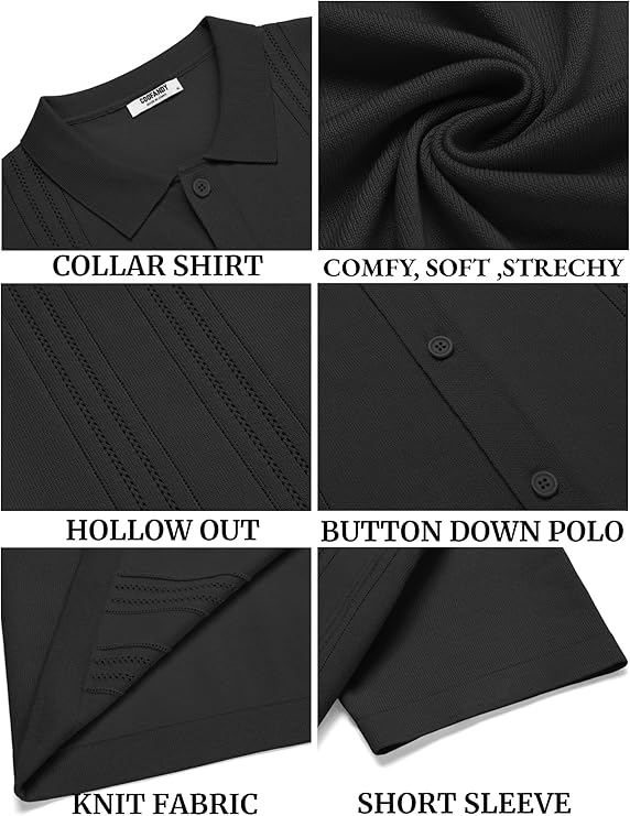 COOFANDY Men Casual Button Down Shirts Short Sleeve Summer Beach Shirt Fashion Camp Tops