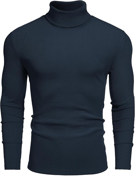 COOFANDY Men's Ribbed Turtleneck Sweater Casual Basic Long Sleeve Knitted Pullover Sweater