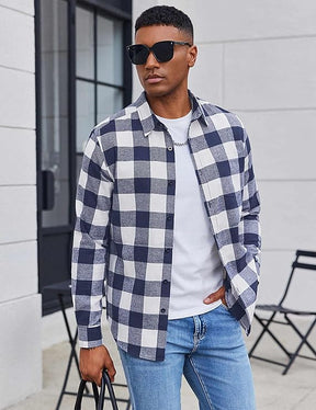 COOFANDY Men's Casual Long Sleeve Button Up Plaid Flannel Shirt Jacket with Pocket