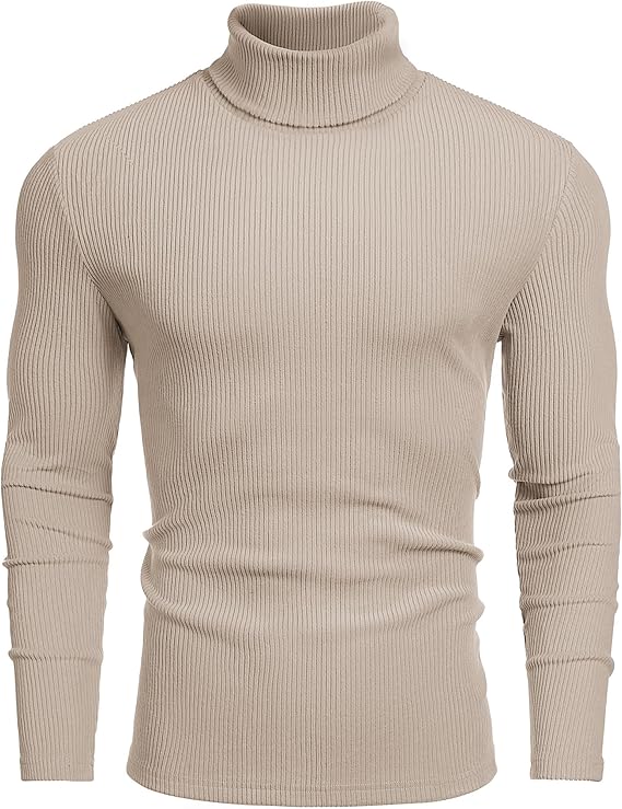 COOFANDY Men's Ribbed Turtleneck Sweater Casual Basic Long Sleeve Knitted Pullover Sweater