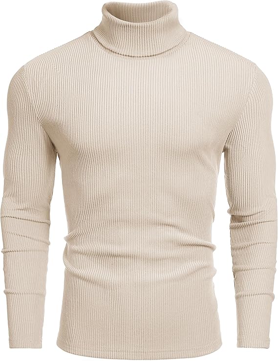 COOFANDY Men's Ribbed Turtleneck Sweater Casual Basic Long Sleeve Knitted Pullover Sweater