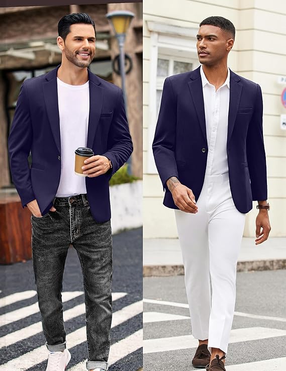 COOFANDY Men's Casual Blazer Jacket One Button Suit Jackets Lightweight Knit Sport Coat