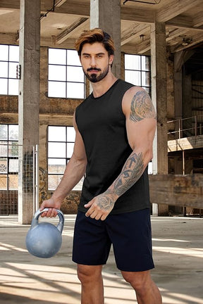 COOFANDY Mens Workout Tank Tops Cotton 3 Pack Soft Gym Muscle Shirt Sleeveless Classic T Shirts