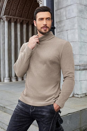COOFANDY Men's Ribbed Turtleneck Sweater Casual Basic Long Sleeve Knitted Pullover Sweater