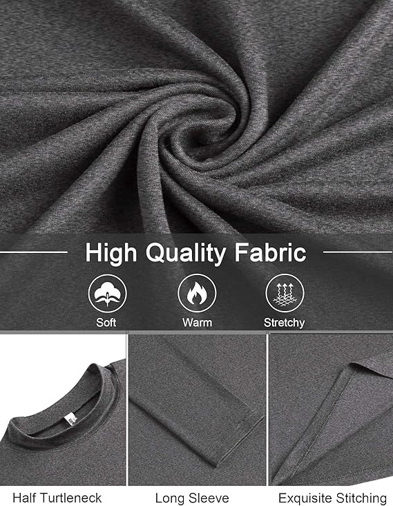 COOFANDY Mens Mock Turtleneck T-Shirts Long Sleeve Solid Color Tees Shirts Basic Casual Slim Fit Pullover T Shirts
