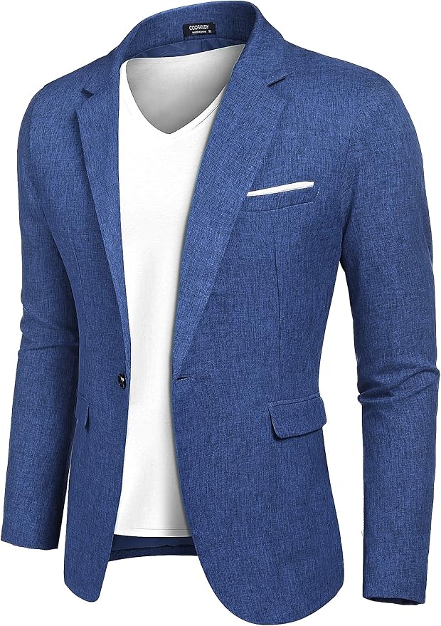 COOFANDY Men's Blazer Casual Sport Coats Slim Fit One Button Suit Jacket Lightweight Sports Jacket