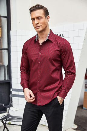 COOFANDY Men's Business Dress Shirt Long Sleeve Slim Fit Casual Button Down Shirt