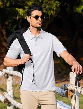 COOFANDY Men's Polo Shirts Short Sleeve Quick Dry Performance Golf Polos Tactical Work Shirts with Pen Pocket