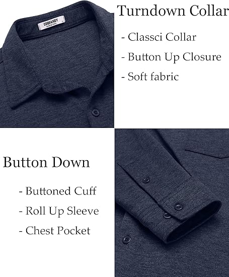 COOFANDY Men's Wrinkle Free Shirt Casual Button Down Long Sleeve Dress Shirts