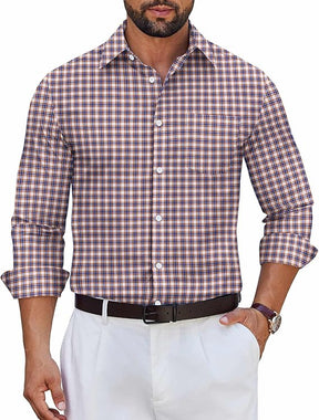 COOFANDY Men's Long Sleeve Plaid Button Down Dress Shirt