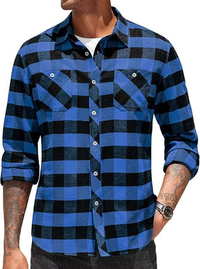 COOFANDY Flannel Plaid Shirts Long Sleeve Button Down Shirt