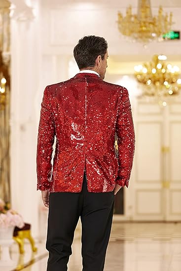 COOFANDY Mens Sequin Blazer Tuxedo Party Prom Wedding Tuxedo One Button Jacket
