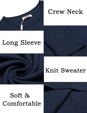 COOFANDY Mens Crewneck Sweater Pullover Knit Sweater Lightweight Sweaters with Ribbing Edge