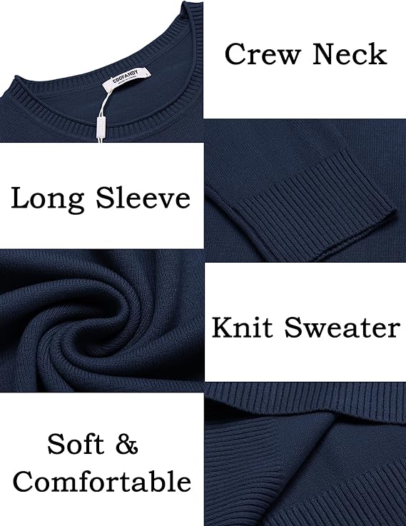 COOFANDY Mens Crewneck Sweater Pullover Knit Sweater Lightweight Sweaters with Ribbing Edge