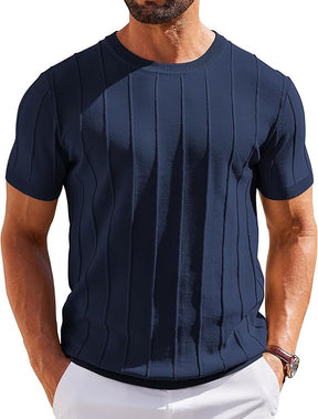 COOFANDY T-Shirts Short Sleeve Knit Sweater Shirt Crewneck