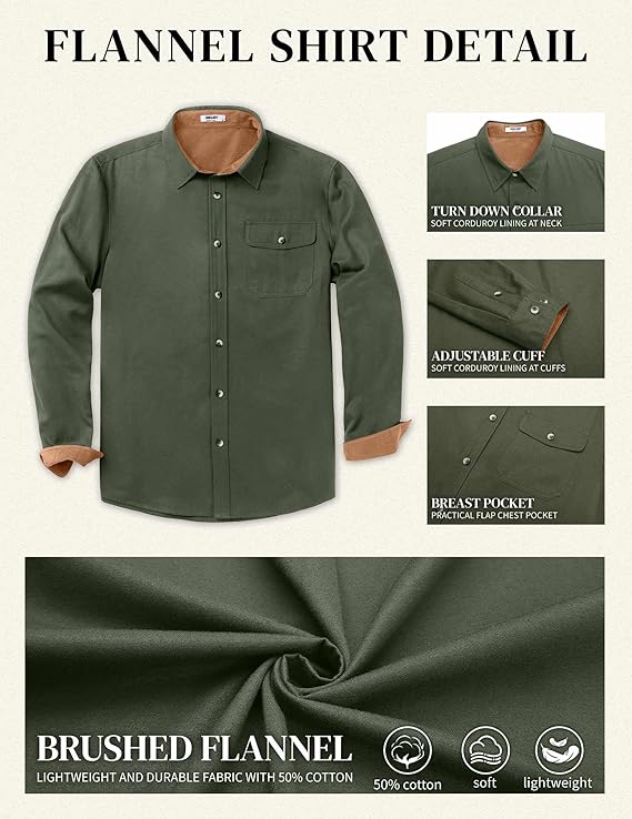 COOFANDY Men's Plaid Long Sleeve Button Down Shirt
