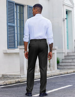 COOFANDY Men's Classic Fit Dress Pants Flat Front Straight Casual Pant Expandable Waist Suit Pant