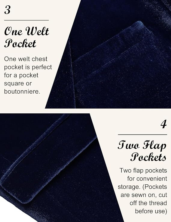 COOFANDY Men's Velvet Blazer Notched Lapel Velour Suit Jacket One Button Tuxedo Jackets for Wedding Prom Party Dinner