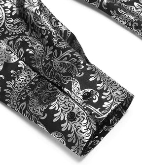 COOFANDY Men's Paisley Shirt Luxury Disco Long Sleeve Button Down Dress Shirts