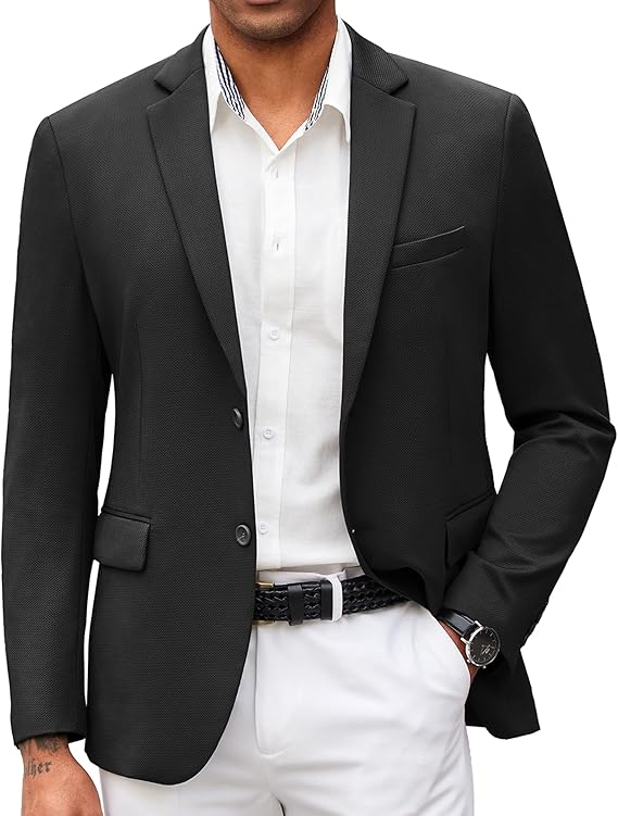COOFANDY Men's V-Neck Slim Fit Blazer with Button Pockets