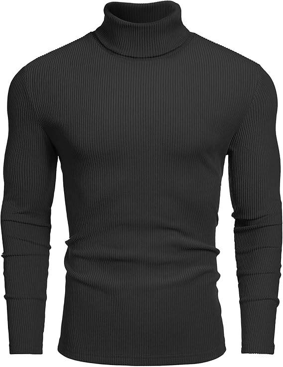 COOFANDY Men's Ribbed Turtleneck Sweater Casual Basic Long Sleeve Knitted Pullover Sweater
