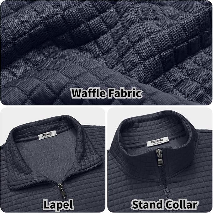 COOFANDY Men's Lightweight Varsity Jacket Casual Bomber Jackets Waffle Zip Up Coat with Pocket