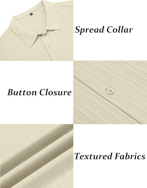 COOFANDY Men's Short Sleeve Casual Button Down Shirts Textured Summer Beach Shirt