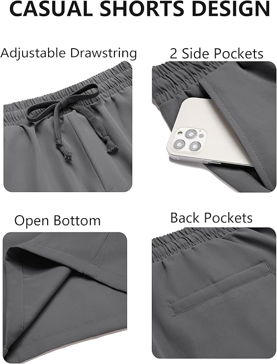 COOFANDY Men's Casual Drawstring Shorts Lightweight Elastic Waist Walking Shorts with Pockets