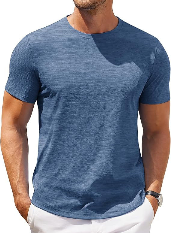 COOFANDY Mens Crew Neck T Shirt Short Sleeve Casual Summer Basic Tee Slim Fit Workout T-Shirt