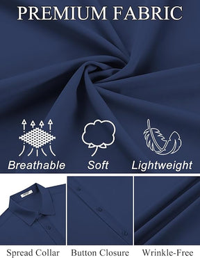 COOFANDY Mens Dress Shirts Button Down Short Sleeve Shirt Summer Shirts Business Casual Wedding Shirt