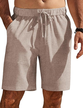 COOFANDY Mens Casual Shorts Elastic Waist Drawstring Shorts Summer Beach Linen Shorts