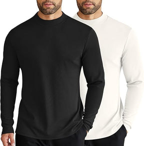 COOFANDY Men's Mock Turtleneck Long Sleeve Shirts Slim Fit Basic T-Shirt Lightweight Ribbed Pullover Sweater