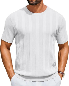 COOFANDY Mens T-Shirts Short Sleeve Knit Shirt Crew Neck Sweater Fashion Casual Textured Pullover Tees