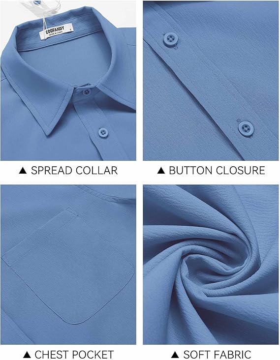 COOFANDY Shirts for Men Short Sleeve Button Down Shirt Casual Summer Beach Shirt