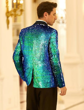 COOFANDY Men's Shiny Sequin Blazer Irish Holiday Party Prom Dinner One Button Suit Jacket