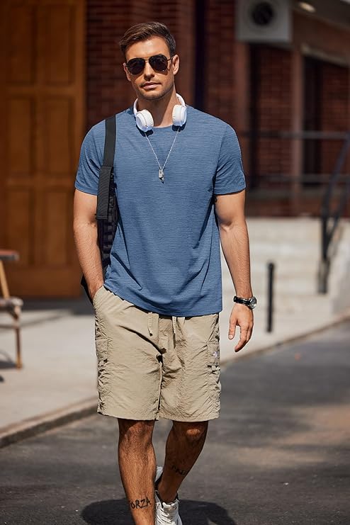 COOFANDY Mens Crew Neck T Shirt Short Sleeve Casual Summer Basic Tee Slim Fit Workout T-Shirt
