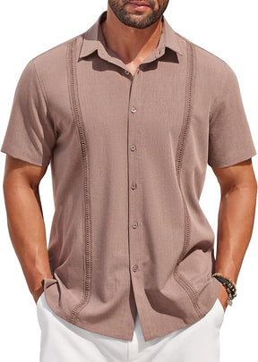 COOFANDY Men's Saint Patrick's Day Parade Green Cuban Guayabera Shirt